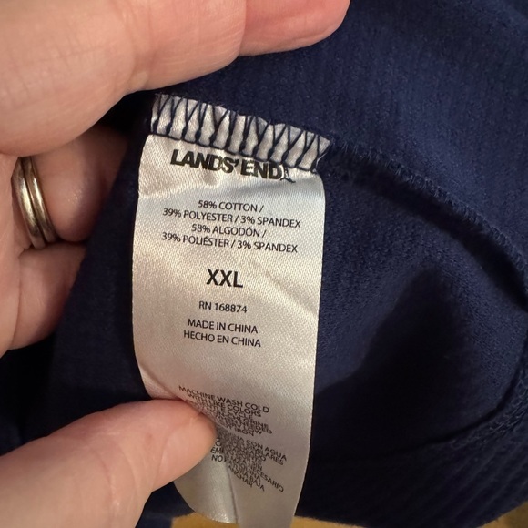 Lands' End New Women's Long Sleeve Waffle Funnel Neck Top Navy Plus 2X - Picture 8 of 11
